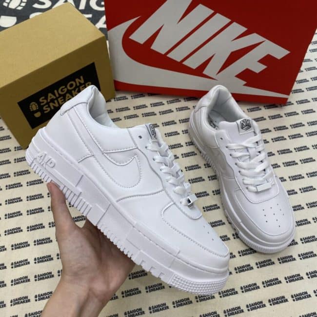 NVTC AIR FORCE 1 PIXEL LOW TOP TRAINERS ALL WHITE 3 scaled