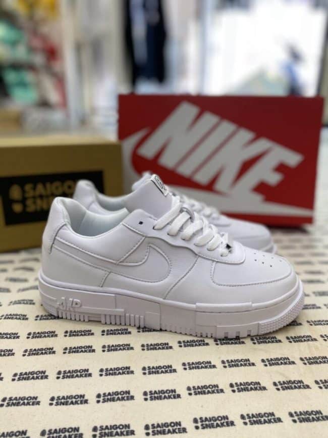 NVTC AIR FORCE 1 PIXEL LOW TOP TRAINERS ALL WHITE 6 scaled